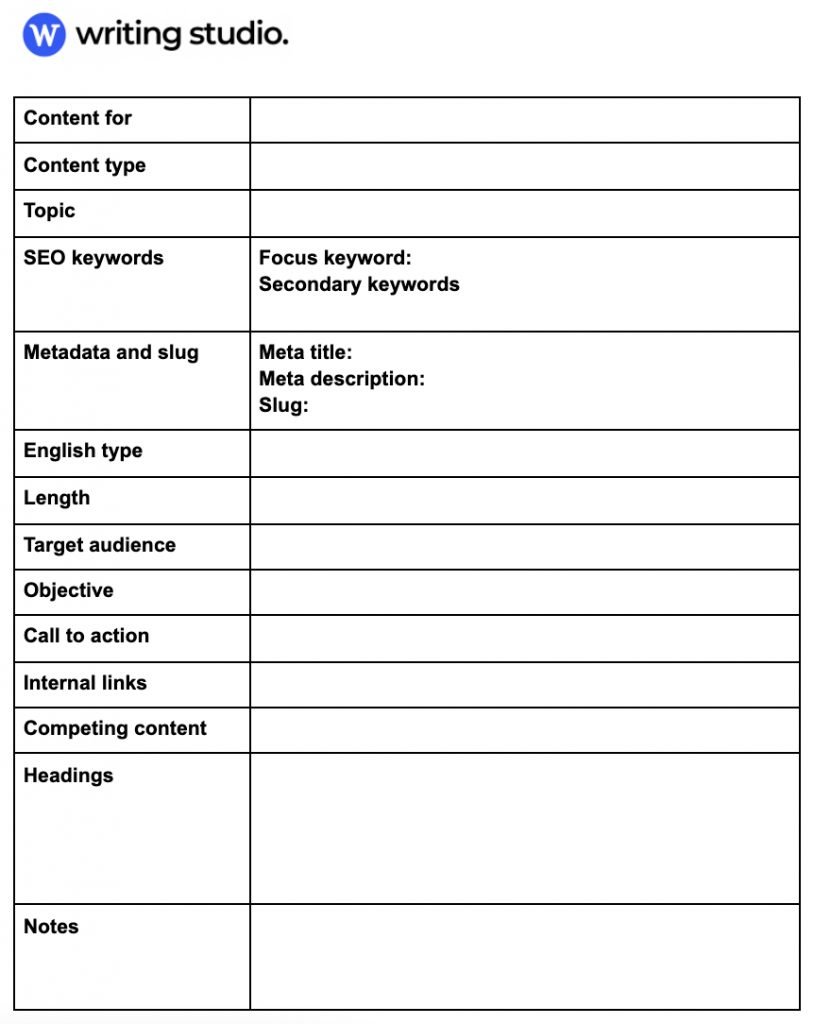 seo content writing template